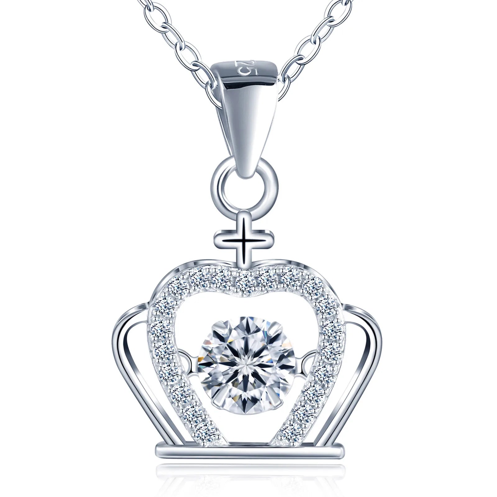 Luxurious 925 Sterling Silver Queen Crown Moissanite Pendant Necklace High Jewelry for Women