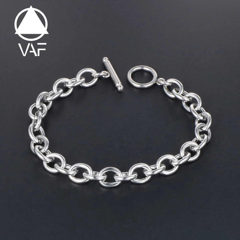 VAF IO Simple Personality Stainless Steel Bracelet Creative Gold/Silver/Black Men'S Bracelet Trendy Men