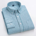 RNSHANGER Men's Social Dress Shirt Pure Cotton Oxford Casual Soft Buttoned Striped Formal Work Western Pocket Men Shirts