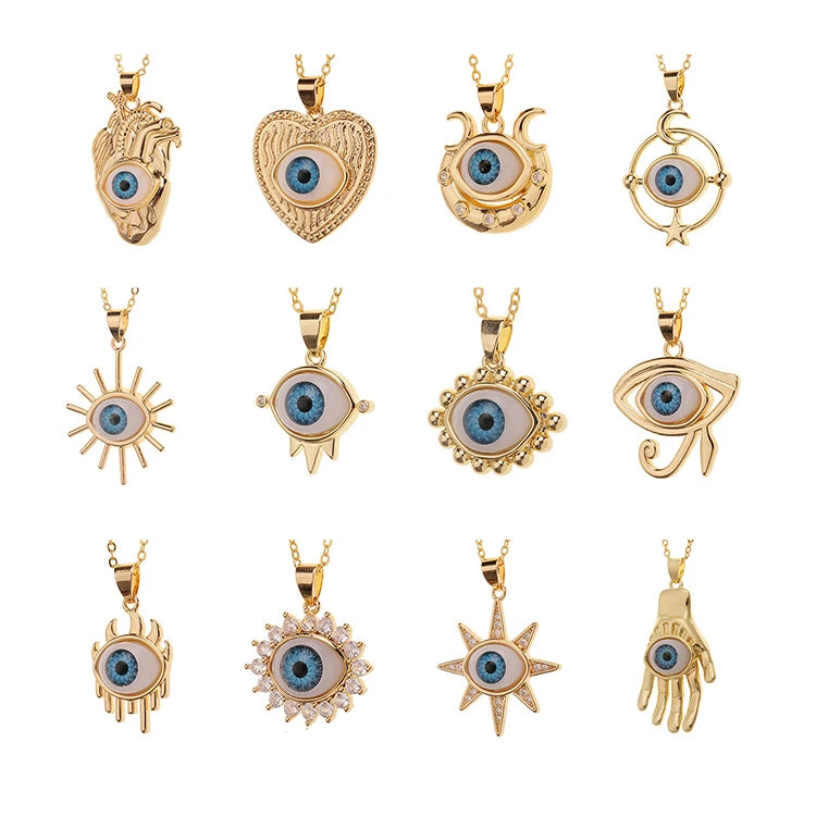 European American New Fashion Jewelry Hip Hop Personality Necklace Gold Plated Pendant Demon Eye Necklace for Women