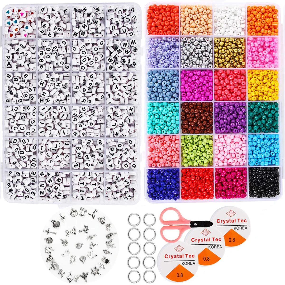 Jewelry Making DIY Art Craft Kit Glass Pony Seed Letter Alphabet Beads for Bracelets Valentine Gift Acrylic Plastic Lucite Beads