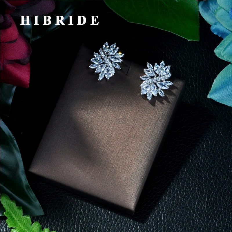 HIBRIDE 2017 New Arrival Women Stud Earrings Fashion Jewelry/Shiny Cubic Zirconia Charm Earring for Wedding Bridal Gifts E-65