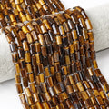 Natural Tiger Eyes Faceted Tube Beads Cylinder Shape Stone Loose Bead for DIY Jewelry Making