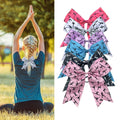 30pcs Girls GYM Yoga Bows with Elastic Band Wholesale Satin Ribbon Cheerleading Hair Bowknot Ponytail Holder Cheers Headwear