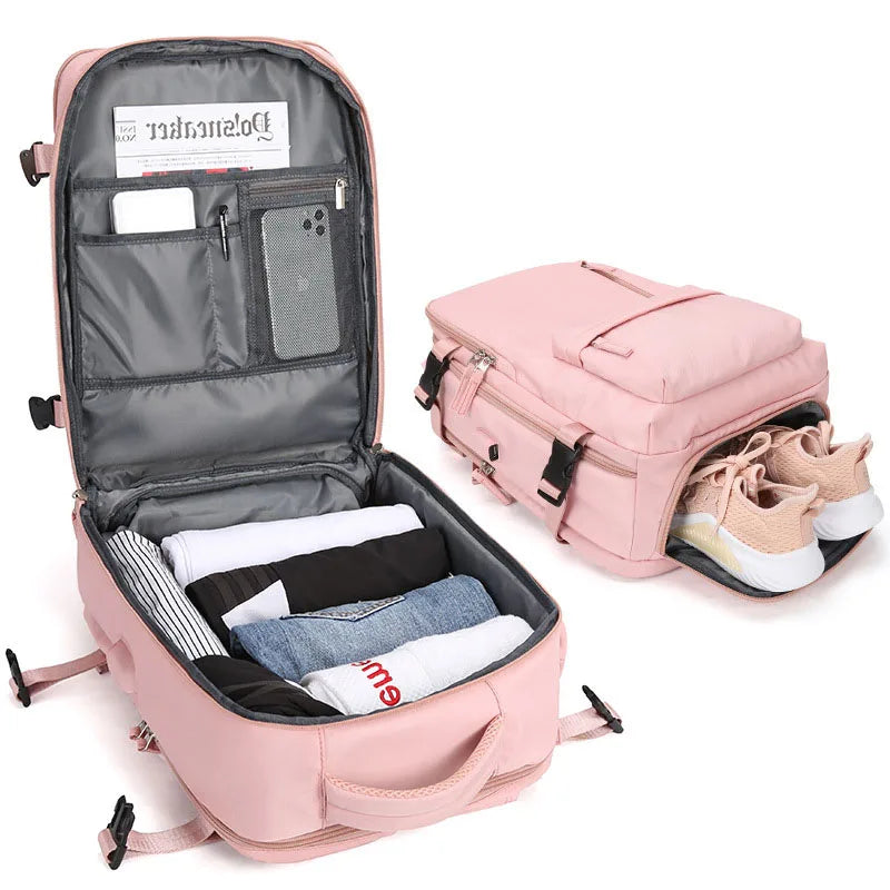 Travel case Travel Laptop Backpack with Wet Dry  Zone USB Charging Port Shoe Compartment Fit Girl Studentmochila Viaje