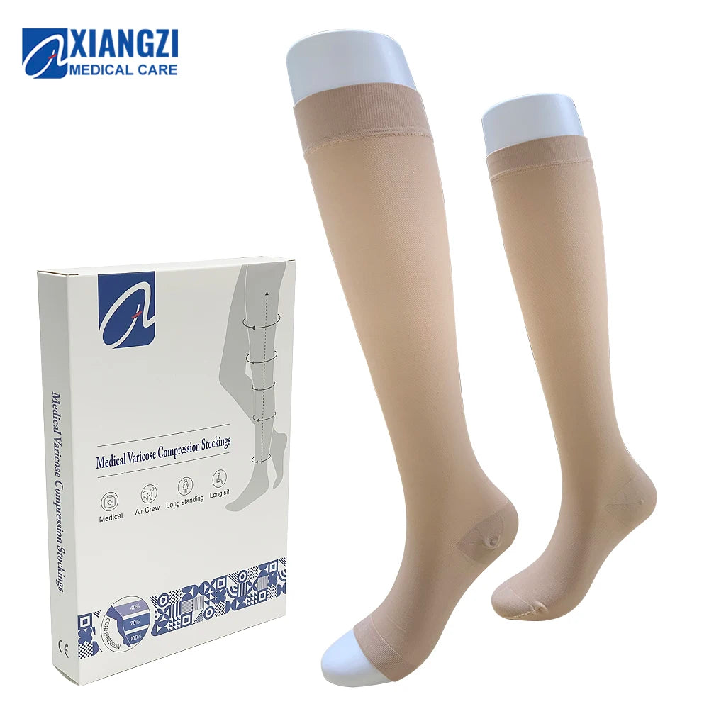Graduated Compression Stockings Knee High Anti-Slip Casual Sports Travel Varicose Veins Medical Socks