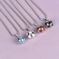 For Stereoscopic Soccer Diamond Necklace Copper Bamboo Chain Hip Hop Cool Personality Oil Drop Design Pendant Unisex Gift