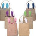 HK-1214 Jute Burlap Bunny Gift Bag Easter Bucket Basket for Kids Easter Egg Hunt Stuffer