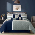 Easy Care Machine Washable 100% Polyester 7-Piece Medallion Patchwork Christmas Bedroom 300TC Folded Comforter Set