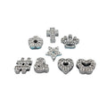 Silver Full Rhinestone Slide Charms Crystal Alloy Heart Cross Crown Charm for Bracelets Necklace Wristbands