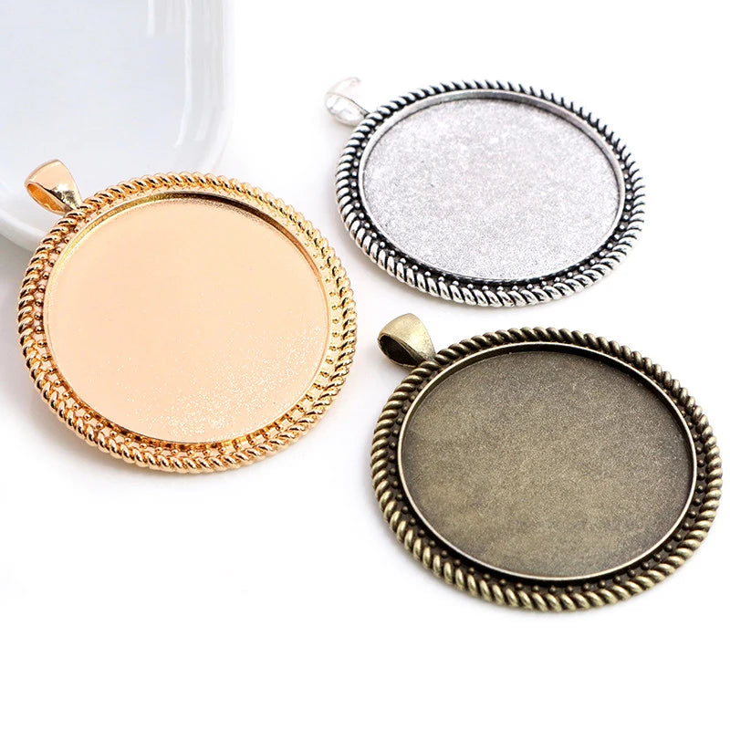 40mm Inner Size Antique Bronze and Silver Colors Plated Cabochon Base Setting Charms Pendant Blank