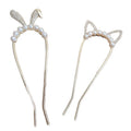 New Fashion Metal Hair Forks Cute Rabbit Cat Ear Pearl Headband Elegant Bridal Hair Pins Accessories Hair Sticks for Women
