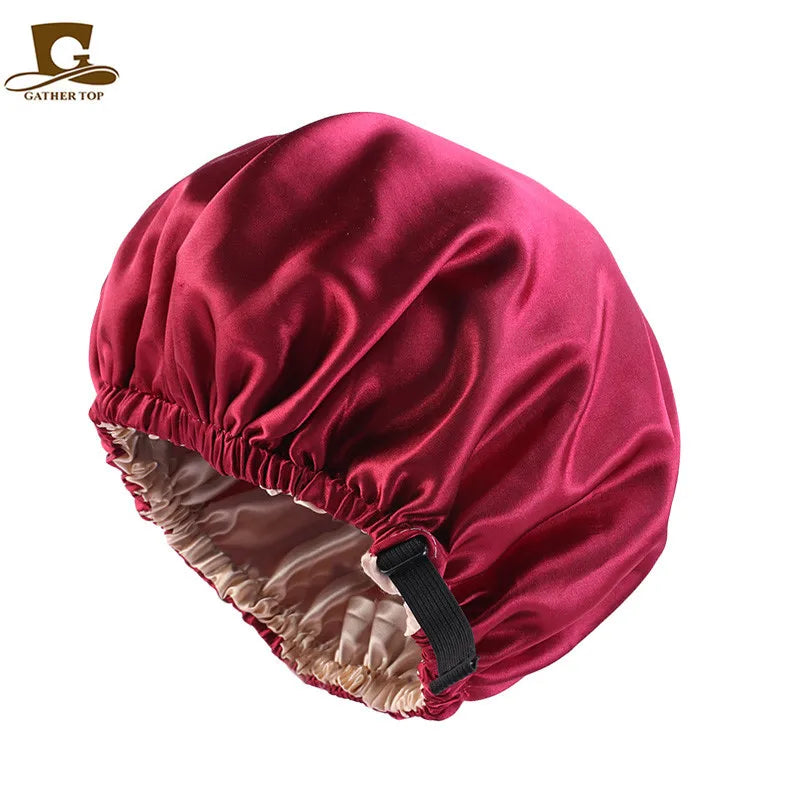 Women Long Hair Sleep Cap Chemo Beauty Salon Makeup Hat Bonnet Double Layer Adjustable Size With Linner Satin Bonnet