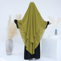 Loriya Wholesale Women Muslim Prayer Hijab Chador Plain Solid Color Overhead 2 Layers Flowy Chiffon Ladies Khimar