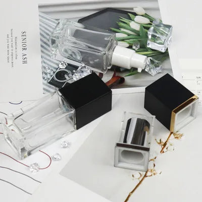 Cosmetic Liquid Foundation  Bottle 30ml clear Cream Lotion Glass Bottle with Pump
