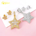 Bulk Stock Iced Out Shining Jewellery Hip Hop Pendant 925 Silver VVS Baguette Moissanite Diamond Five Star Pendant With Earrings