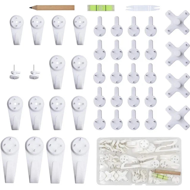 43PCS Invisible Nail Screws Wall Hooks No Trace Picture Hangers for Hard Wall Drywall Frame Hanger 35Lbs/6Types