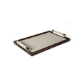 S-817 New Design Modern Leather Tray Wood Serving Tray with Stainless Handles Multiple Shapes for Rustic Home Decor