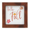 Hello Fall Sign Rustic Farmhouse Art Wood Decor with Laser Engraving Season Symbolizing Basswood MDF Oak Pine Wooden Frame