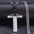 High-End Men's Stainless Steel Cross Necklace Fashionable Religious Classic Color Matching for Party Wedding Niche High-Jewelry