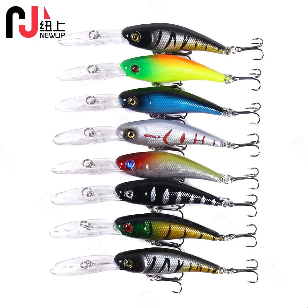 43PCS Mixed Fish Kit Minnow Wobblers Hard Bait Tackle Artificial Fishing Lure Set