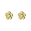 925 Sterling Silver Small Flower Shape Gold Plated Zircon Stud Earrings Fine Jewelry for Women Girls