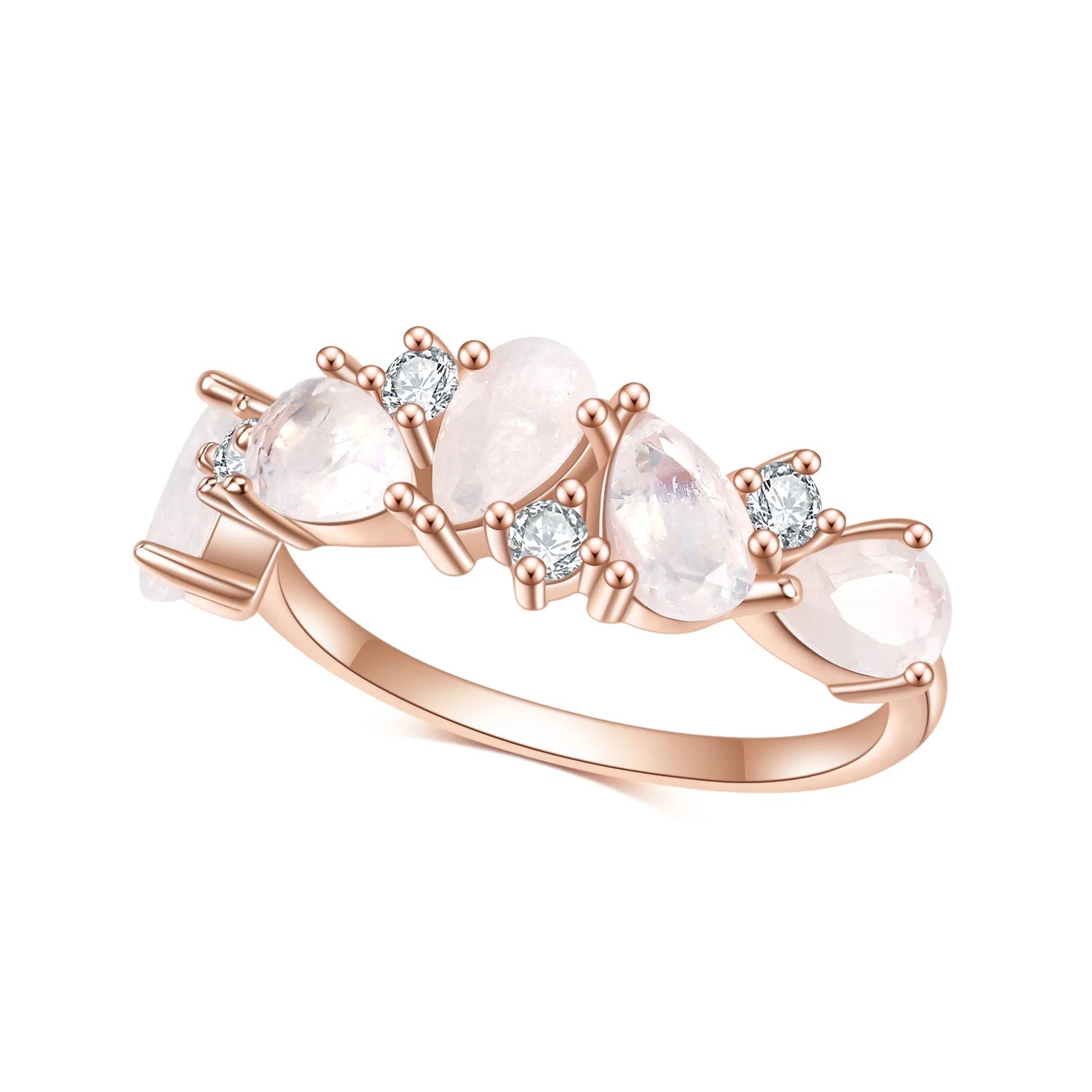 OL0932 Abiding Jewelry New Product Sterling Silver Engagement Jewellery Pear Cut 4x6mm Milky Rainbow Moonstone Gemstone Ring