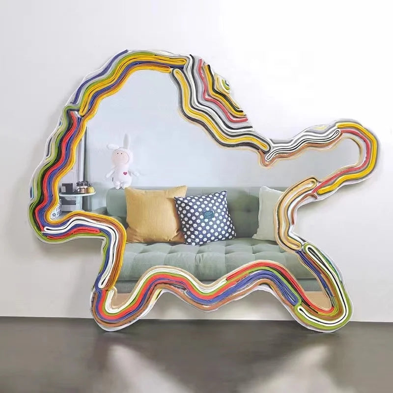 Creative Design Modern Decor Mirror Irregular Colourful 3d Handmade Framed Decorative Wall Mirror Art Full Length Mirror