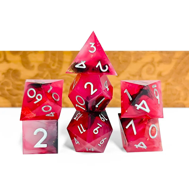 Handmade DND RPG Polyhedral D20 Dice Set Resin Leather Material with Sharp Edge Hot Sale for Dungeons Dragons & Card Games