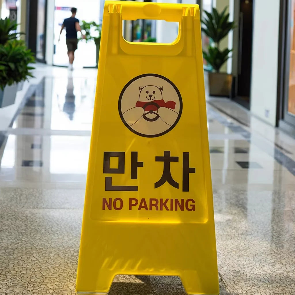 ROADSAFE Wet Floor Warning Sign Board Indoor and Outdoor Customized Logo with No Parking Sign for Traffic Purpose
