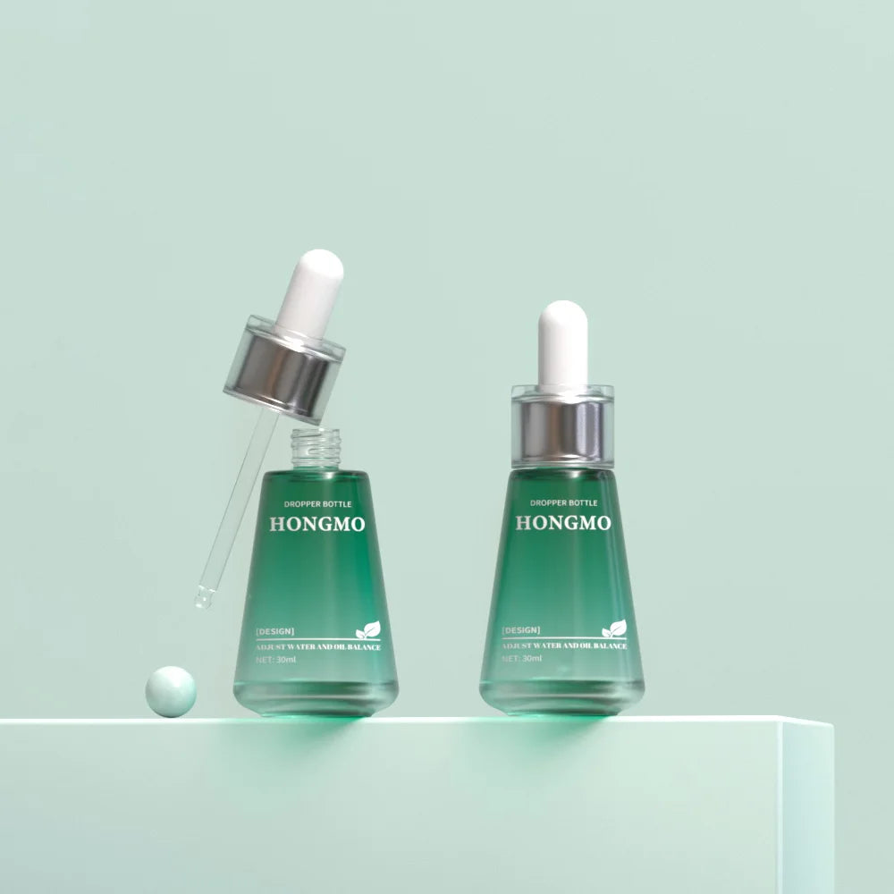 Luxury 30ml 1 oz clear Glass 30 ml Cosmetic Serum Bottles with Dropper Cap Gold White Top for Essential Oil Packaging