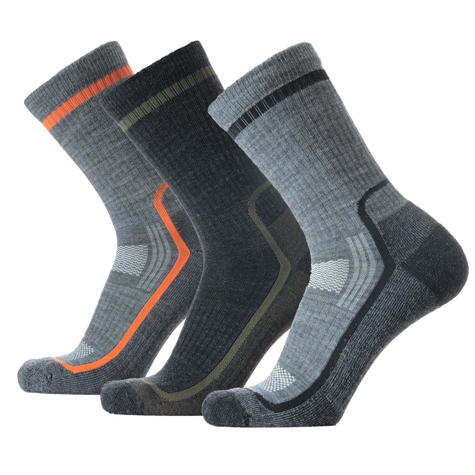 Unisex Adults Merino Wool Thick Cushion Crew Socks Moisture Wicking Outdoor Hiking Digital Printing Autumn