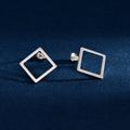 Wholesale Earrings Jewelry Rhodium Plated Cubic Zirconia Square Stud Earring 925 Sterling Silver Fine Jewelry Earrings