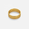 Dazan Summer New Hot Ins Trendy 18k Pvd Gold Plated Stainless Steel European Casual Stripe Minimalist Ring Neutral Jewelry