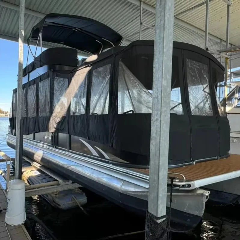 Custom Design High Speed Cost Effective Aluminium Pontoon Boat with Full Cleats PVC Sofas for Fishing Fiberglass Pontoons