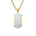 Hot Selling Unisex Two Tone Stainless Steel Pendant Unique Brushed Blank Pendant Necklace Curb Chain