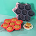 B7-50  Hot Sale 7 Cavity 4 Inch Round Hamburger Silicone Bread Mold Cake Kitchen Baking Oven Tray Mold
