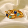 MAIOU Designer Vintage Gemstone 18K Gold Plated Stainless Steel Hoop Earrings for Women-Wedding & Party Gift