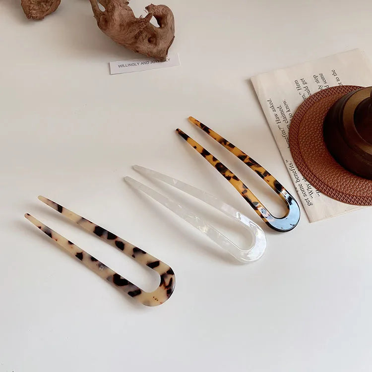 Hot Selling Acetate U-shaped Hair Sticks Hairpins Set Custom Hairpin Accessories Luxury Hair Chop Sticks for Women Girls Hair