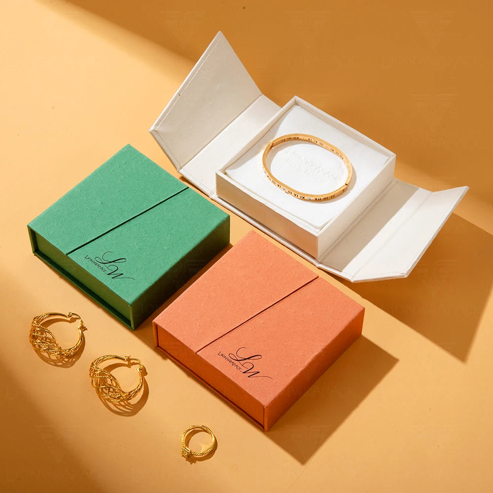 Lionwrapack Custom New Design Double Door Jewelry Box Eco-Friendly Paper Packaging Set for Earring Necklace Bracelet Jewelry Bag