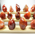 Natural Carnelian Flame Quartz Crystal Obelisk Wand Specimen Point Healing Red Agate Home Decor