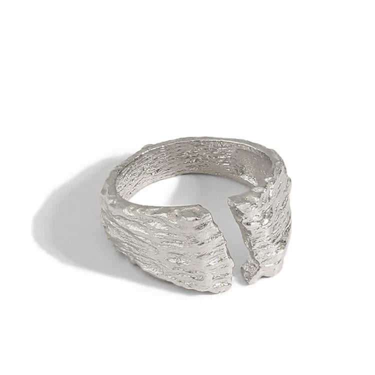 WMJB061 S925 Sterling Silver  Vintage Fold Lava Texture Irregular Shape 18k Gold Plated Fashion Rings for Women Jewelry Gifts
