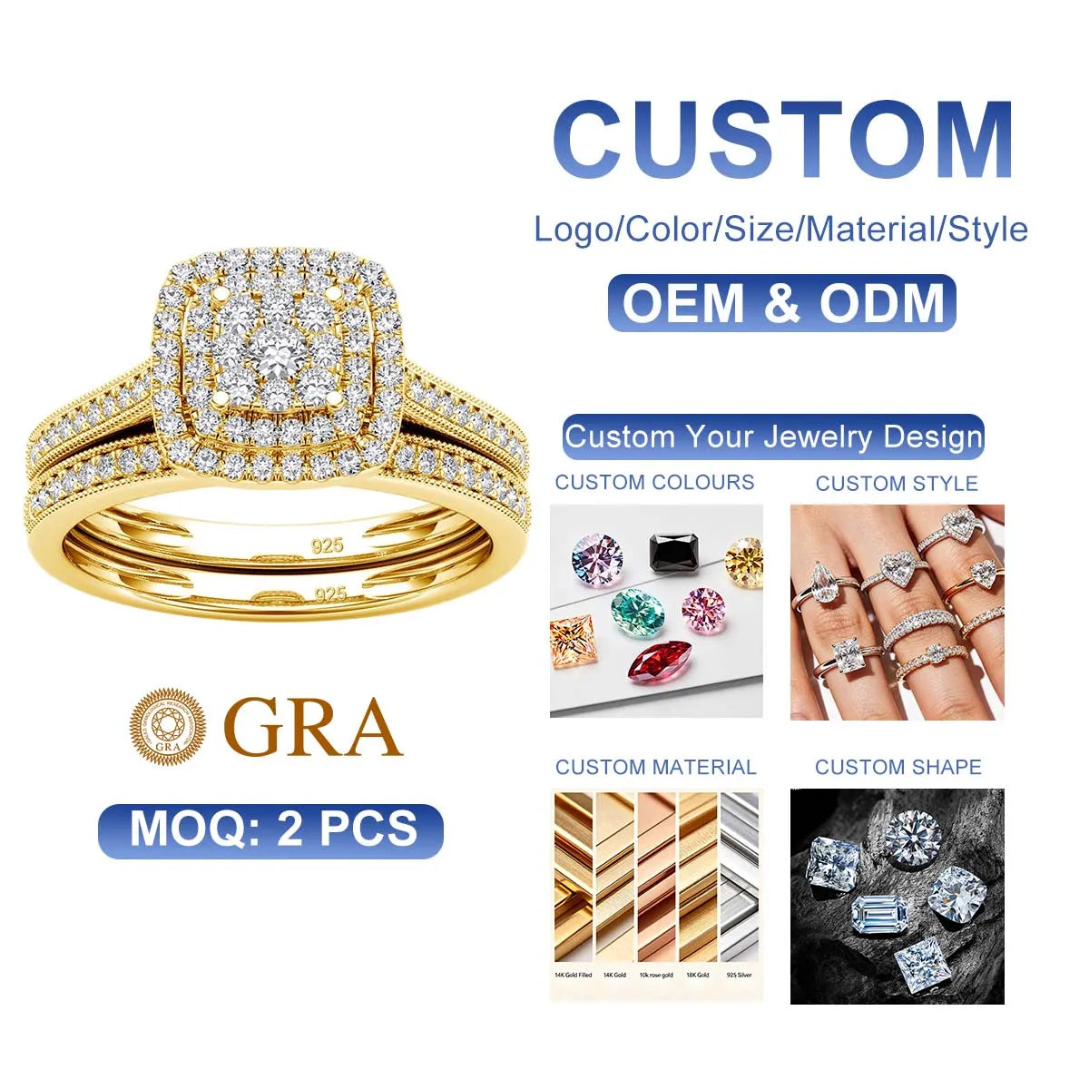 Fine Jewelry Engagement Moissanite Diamond Joyeria Women Luxury Silver 925 Wedding Rings Couple Set Anelli MegaBDM