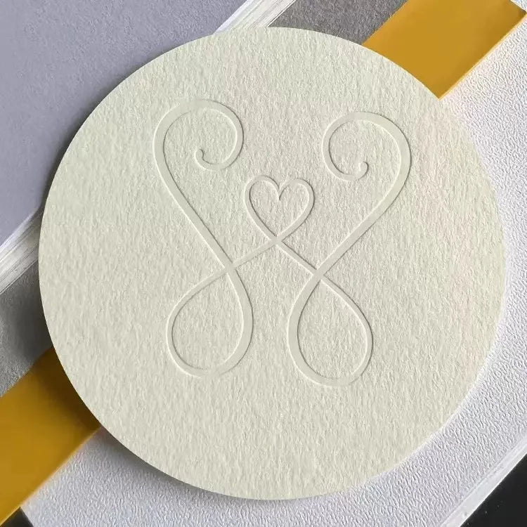 Round Cotton Natural Business Card Die Cut Letter Press Debossed logo Thanks Business Card for Small Business