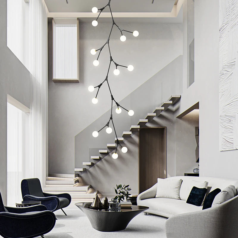 Decorative Nordic Staircase Glass Chandelier Lights Duplex Villa Hanging Lamp for Ceiling Pendant Living Room Attic Pendant Lamp
