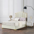 Luxury king Modern Leather Stainless Steel Solid Wooden Soft Bed Frame