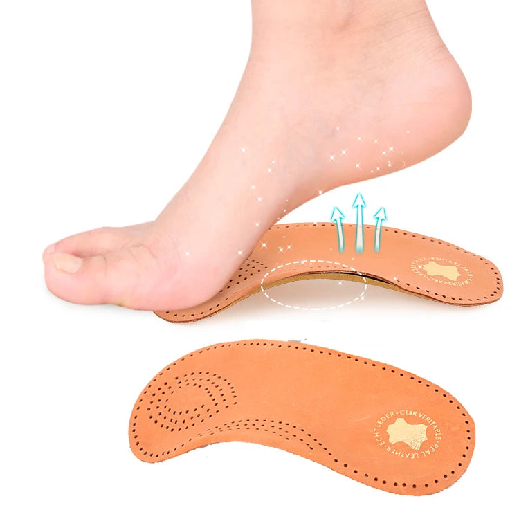 Orthotic 3/4 Leather Insoles Cow Leather Arch Support Insole Correction Shoe for Insoles Orthopedic Insole for Shoe