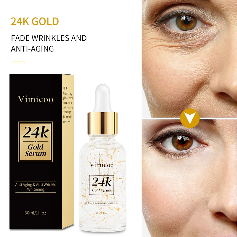 Private Label Anti-Aging Face Serum Korean Skincare Vegan Moisturizing Repairing 24k Gold Skin Care Facial Essence Serum