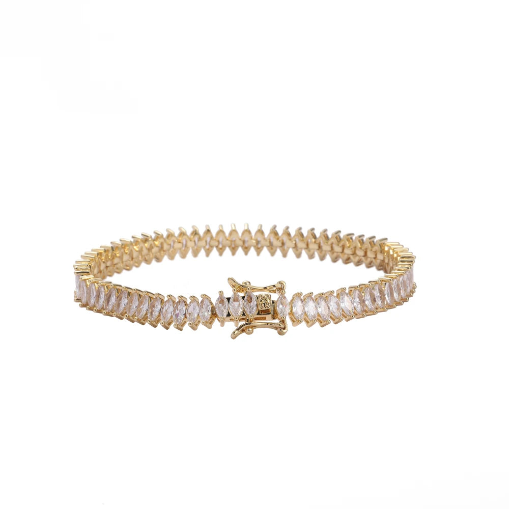 BB116   5mm  Tennis  Bracelet  Brass Setting Zircon  Hip Hop Iced Out  Men's Jewelry