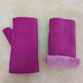 Sample Support Elegant Women Winter Fingerless Gloves Warm Soft Wool Sheepskin Mittens Half-Finger Design With Elastic Cuffs
